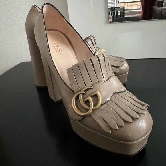 Gucci Tan Leather Women's Platform Heels - Picture 3 of 6